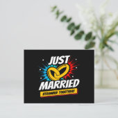新婚夫婦 - 結婚 ハネムーン カップル - 結婚しました ポストカード (スタンド正面)