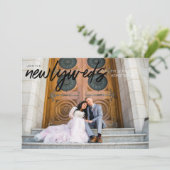 新婚夫婦 B 横型 3 枚写真 結婚披露宴 招待状 (スタンド正面)