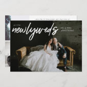 新婚夫婦 W 横 3 枚 写真 結婚式 披露宴 招待状 (正面/裏面)