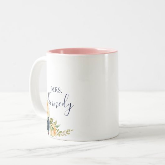 新婚数々の嫁のエレガントフローラ ツートーンマグカップ (正面左)