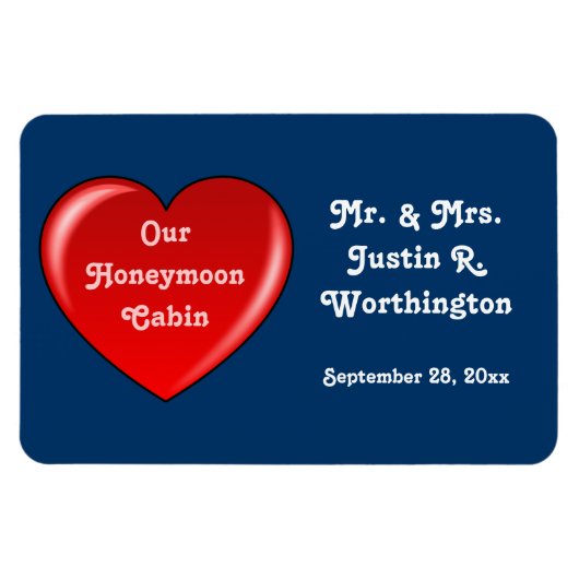 新婚旅行の小屋の青い巡航のドアのマーカー マグネット (横)