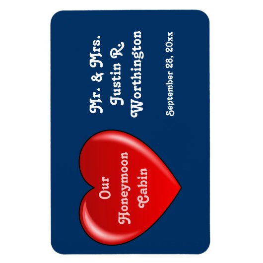 新婚旅行の小屋の青い巡航のドアのマーカー マグネット (縦)