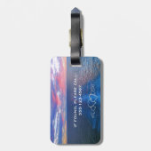 新婚旅行の巡航の行先の結婚式の海の日没 ラゲッジタグ (裏面縦)