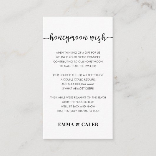 新婚旅行の願いの資金のエンクロージャカード エンクロージャーカード (正面)