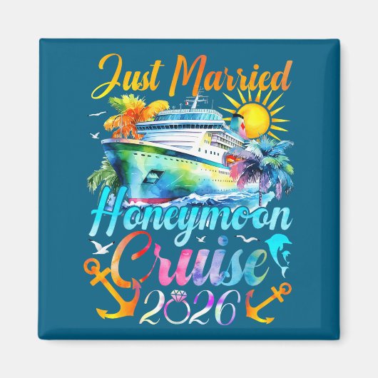 新婚旅行クルーズ　新婚カップルお揃い 2026 Just Ma マグネット (正面)
