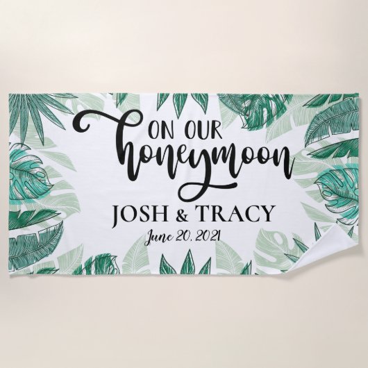 新婚旅行ビーブスハネムーンウェディングギフト ビーチタオル (正面)