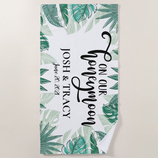 新婚旅行ビーブスハネムーンウェディングギフト ビーチタオル (正面)