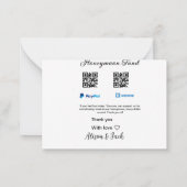 新婚旅行ファンドvenomo paypal寄付Q Rカップル ノートカード (裏面)