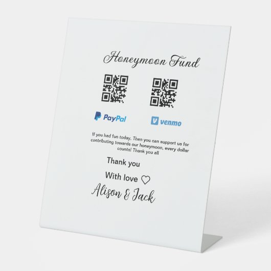 新婚旅行ファンドvenomo paypal寄付Q Rカップル 台座サイン (正面)