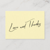 新婚旅行基金のモダン手書き淡い色の黄 エンクロージャーカード (裏面)