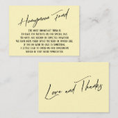 新婚旅行基金のモダン手書き淡い色の黄 エンクロージャーカード (正面/裏面)