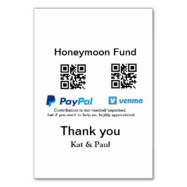 新婚旅行積立金 PayPal Venmo QRコード ありがとうございます テーブルナンバー