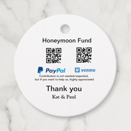 新婚旅行積立金 PayPal Venmo QRコード ありがとうございます フェイバータグ (正面)