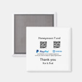新婚旅行積立金 PayPal Venmo QRコード ありがとうございます マグネット (正面/裏面)