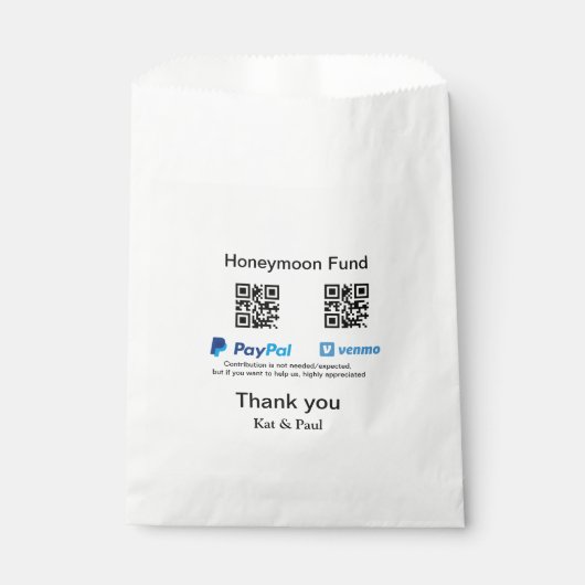 新婚旅行積立金 PayPal Venmo QRコード ありがとう フェイバーバッグ (正面)