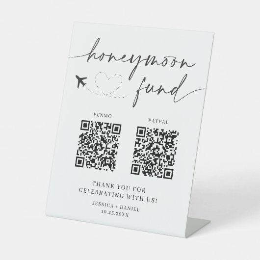 新婚旅行資金サインQRコード – ウェディングサイン 台座サイン (正面)