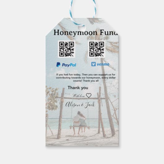 新婚旅行資金 ヴェンモ ペイパル 寄付 QR カップル ギフトタグ (正面)