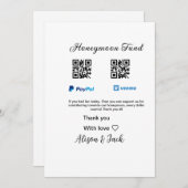 新婚旅行資金 ヴェンモ ペイパル 寄付 QR カップル 招待状 (正面/裏面)