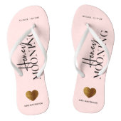 新婚旅行赤面ピンク(名前と日付) ビーチサンダル (ソール)