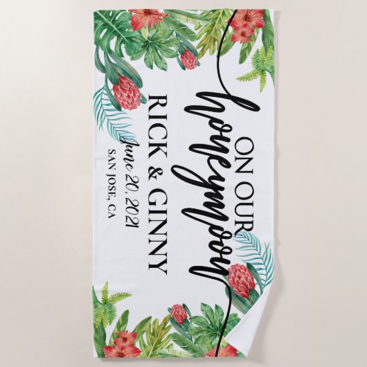 新婚旅行 - オーダーメイド新婚旅行 ビーチタオル (正面)