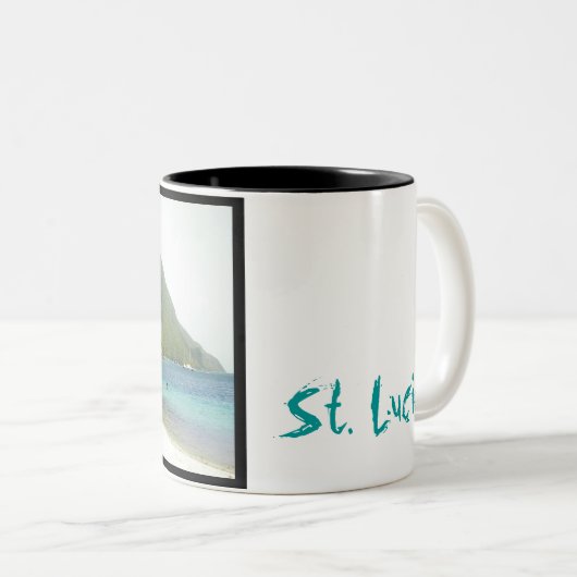 新婚旅行、セントルシアのマグ ツートーンマグカップ (正面右)