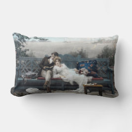 新婚旅行 (ベンチに座る新婦と新郎) ランバークッション