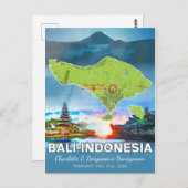 新婚旅行 ヴァケーション メモリーズ - バリ島 インドネシア マップ ポストカード (正面/裏面)