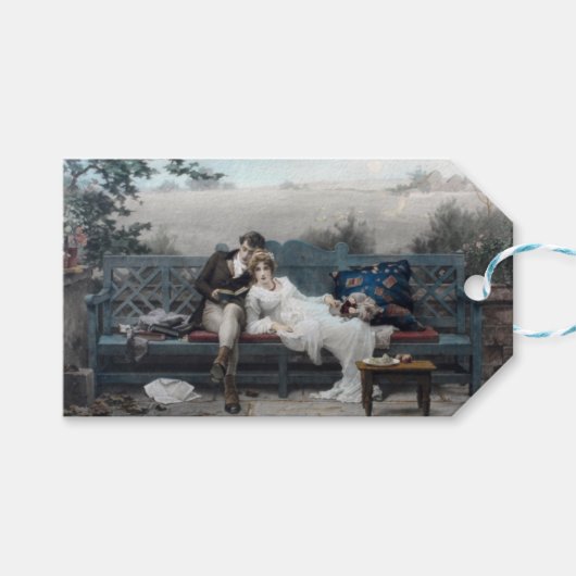 新婚旅行 (夫婦のベンチでのひととき) ギフトタグ (正面(横))