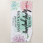 新婚旅行 - 水彩飛沫新人 ビーチタオル (正面)