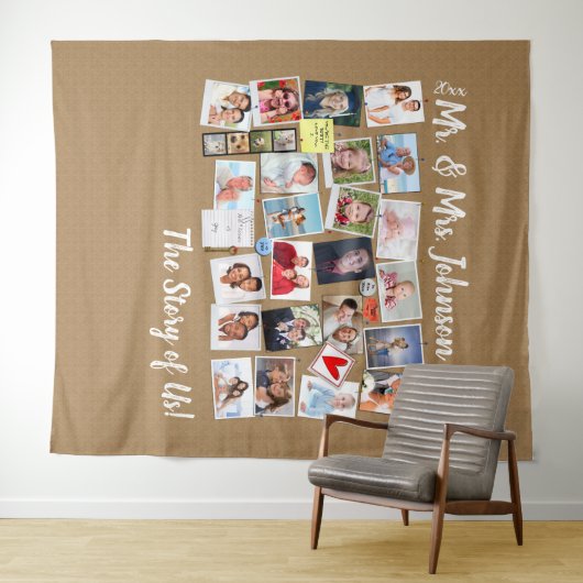 新婚生活のストーリー 写真コラージュ タペストリー (インサイチュ(横))