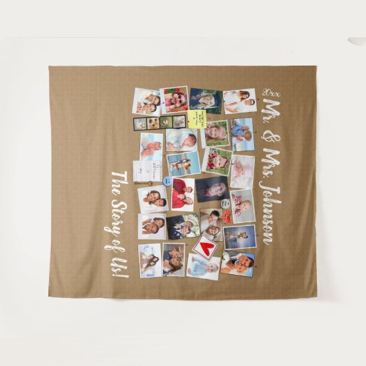 新婚生活のストーリー 写真コラージュ タペストリー (正面(横))