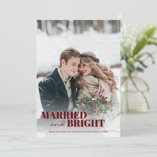 新婚結婚したと明るいクリスマス シーズンカード (スタンド正面)