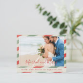 新婚結婚したと赤いメリークリスマスの写真 シーズンポストカード (スタンド正面)