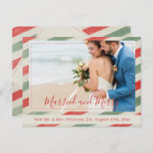 新婚結婚したと赤いメリークリスマスの写真 シーズンポストカード (正面/裏面)