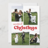 新婚結婚したクリスマス写真コラージアーチ シーズンカード (正面)