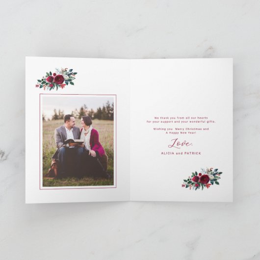 新婚結婚した写真メリークリスマス シーズンカード (内部)