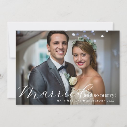 新婚結婚した初めてのクリスマスメリー写真 シーズンカード (正面)