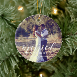 新婚結婚した者メリーのクリスマス写真 セラミックオーナメント