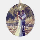 新婚結婚した者メリーのクリスマス写真 セラミックオーナメント (左)