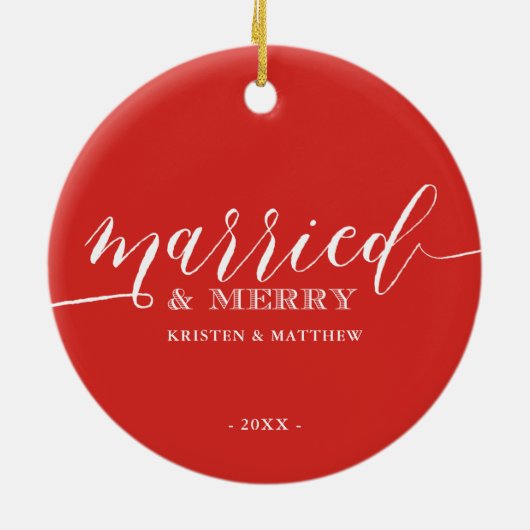 新婚結婚した者メリーのクリスマス写真 セラミックオーナメント (裏面)