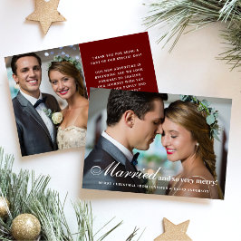 新婚結婚した2枚のメリー写真クリスマス シーズンカード
