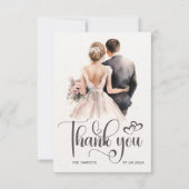 新婚結婚者のサンキューカードエレガントカップル サンキューカード (正面)