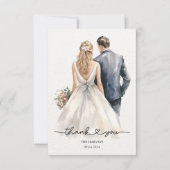 新婚結婚者のサンキューカードエレガントカップル サンキューカード (正面)