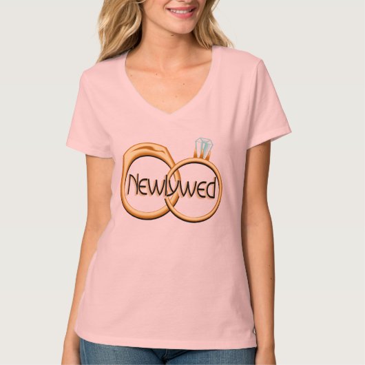 新婚結婚者のリングや輪 Tシャツ (正面)