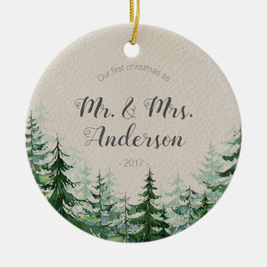 新婚者のオーナメント私達の初めてのクリスマスのオーナメント、 セラミックオーナメント (正面)