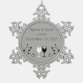 新婚者のオーナメント スノーフレークピューターオーナメント