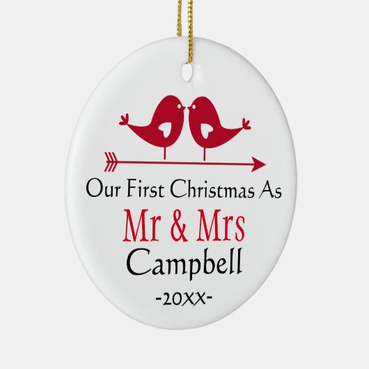 新婚者の休日の装飾のクリスマス-仲の良い恋人同士 セラミックオーナメント (右)