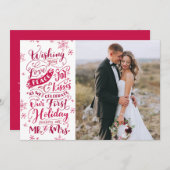 新婚者の休日手描きの|の赤|の写真 シーズンカード (正面/裏面)