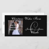 新婚者の初めてのクリスマスのモノグラムの写真カード シーズンカード (正面/裏面)