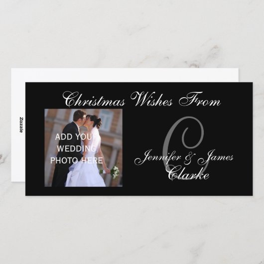 新婚者の初めてのクリスマスのモノグラムの写真カード シーズンカード (正面/裏面)